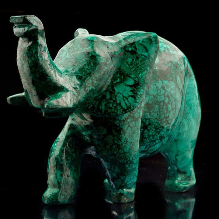 Hand-Carved Malachite Elephant // 11 Lb. - Image 5