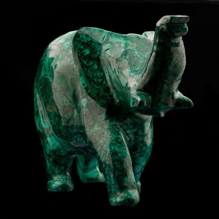 Hand-Carved Malachite Elephant // 11 Lb. - Image 4