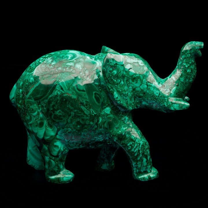 Hand-Carved Malachite Elephant // 11 Lb.