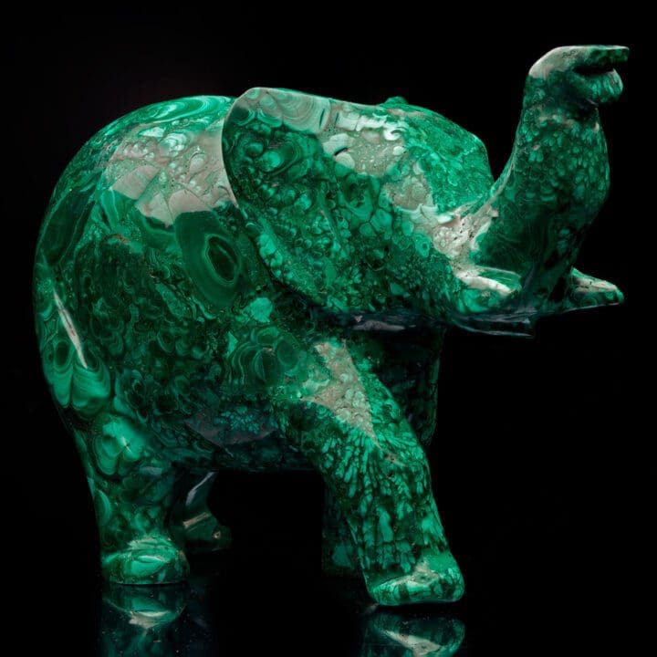 Hand-Carved Malachite Elephant // 11 Lb. - Image 2