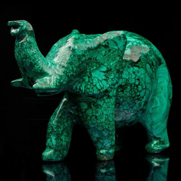 Hand-Carved Malachite Elephant // 11 Lb. - Image 3