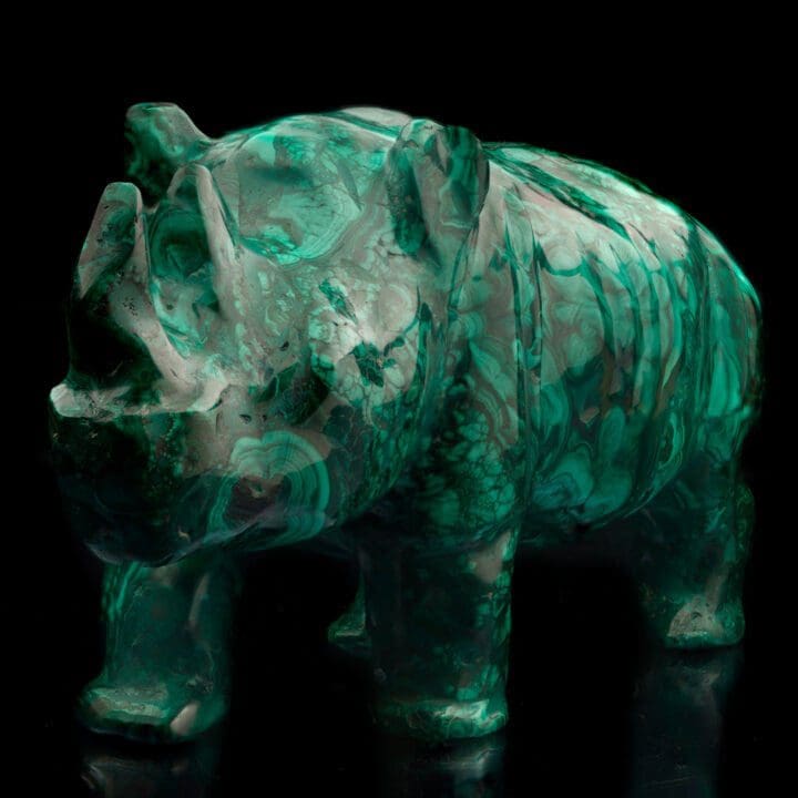 Hand-Carved Malachite Rhinoceros // 10 Lb. - Image 4