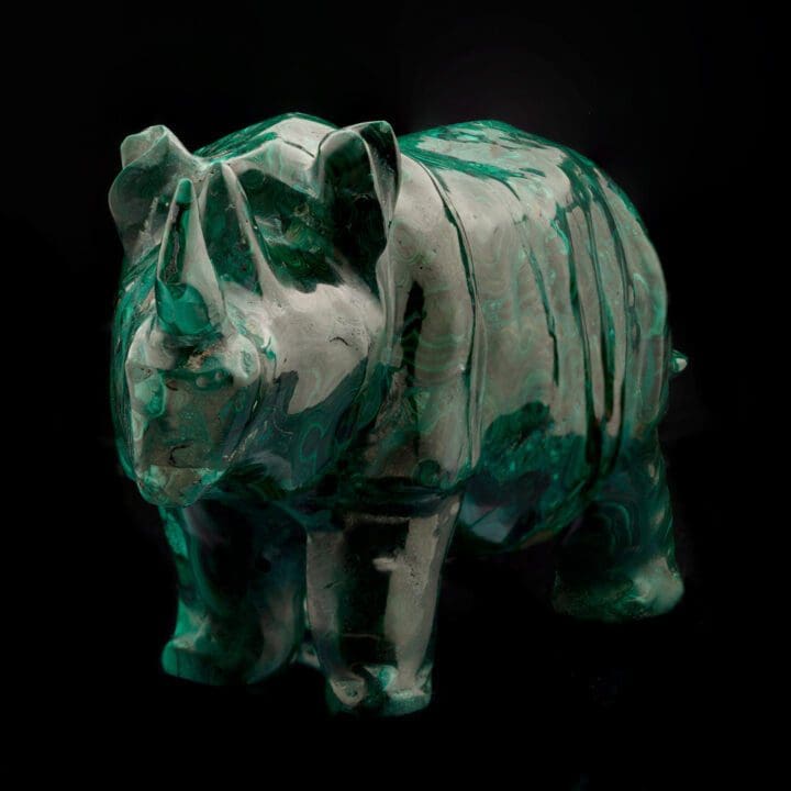 Hand-Carved Malachite Rhinoceros // 7.5 Lb. - Image 4