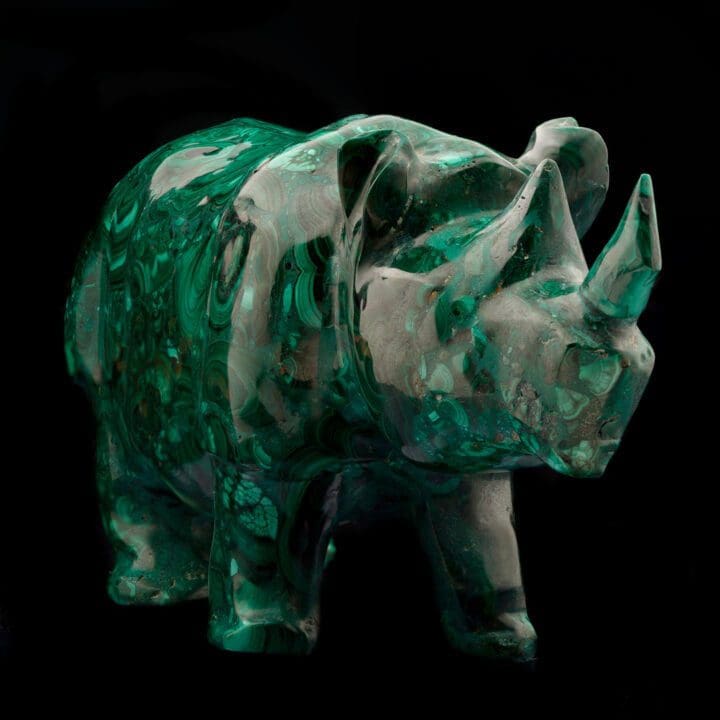 Hand-Carved Malachite Rhinoceros // 7.5 Lb. - Image 5