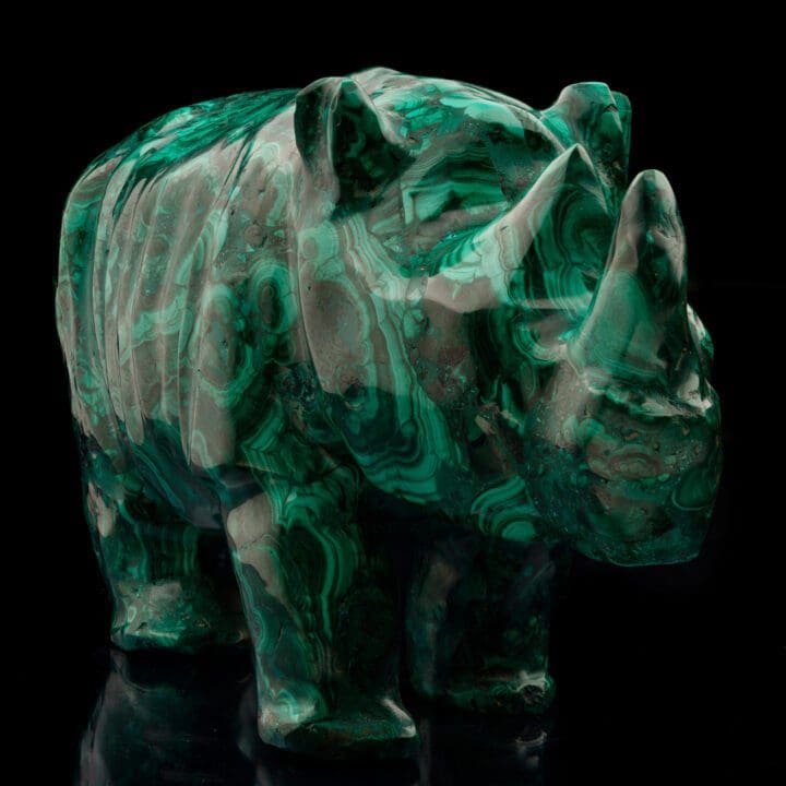 Hand-Carved Malachite Rhinoceros // 10 Lb. - Image 5