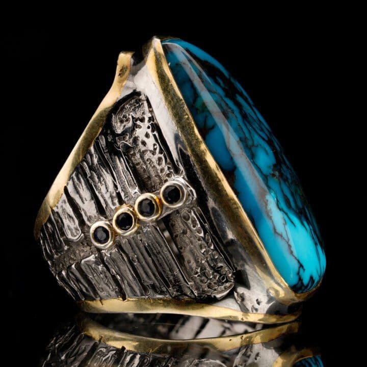 Turquoise and Sapphire Ring - Image 3
