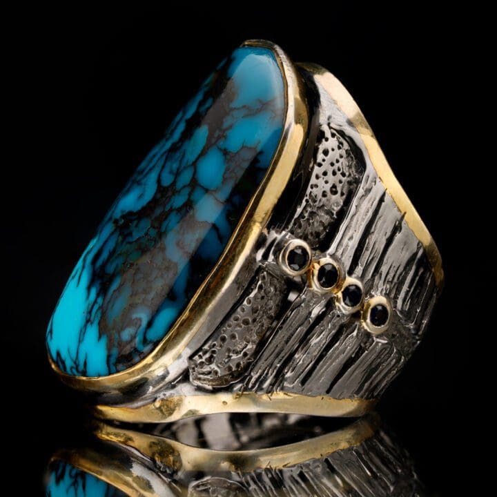 Turquoise and Sapphire Ring - Image 2