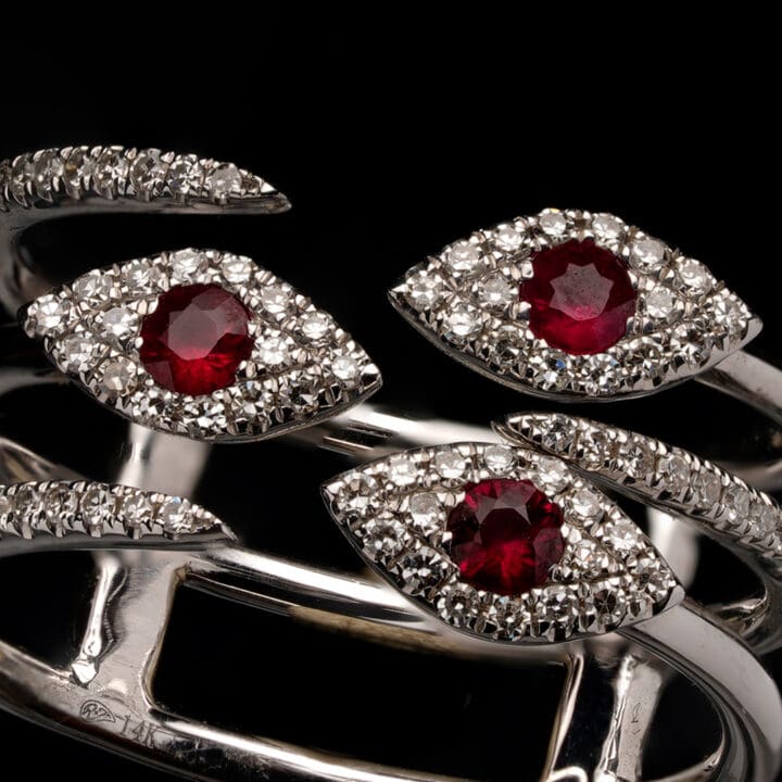 Ruby and Diamond Evil Eye Ring - Image 3