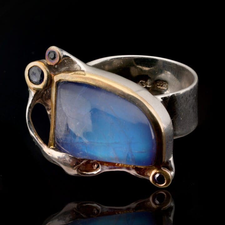 Spectrolite and Blue Sapphire Ring - Image 2