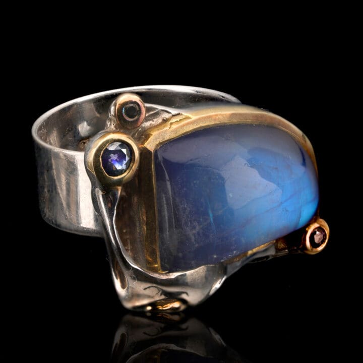 Spectrolite and Blue Sapphire Ring - Image 3