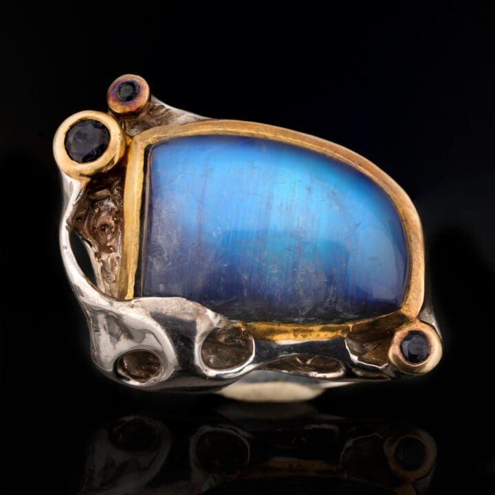 Spectrolite and Blue Sapphire Ring - Image 4