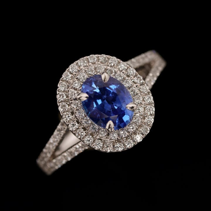 Sapphire and Diamonds Double Halo Ring - Image 4