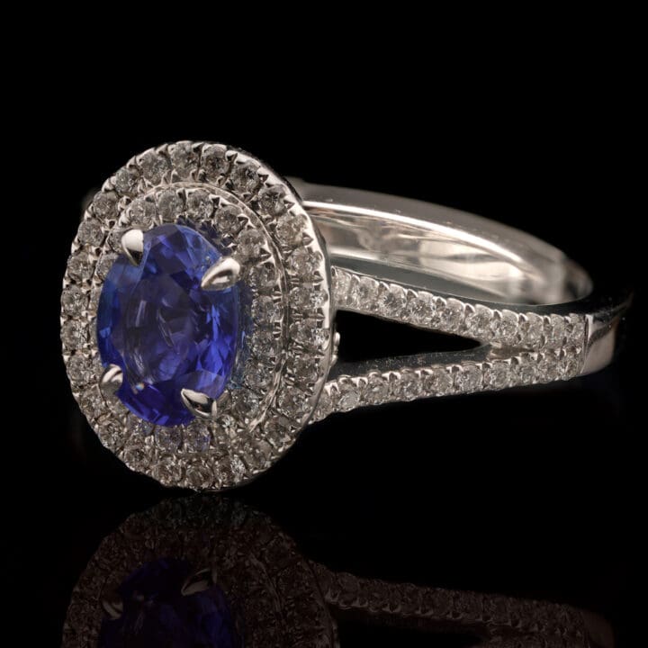 Sapphire and Diamonds Double Halo Ring - Image 2