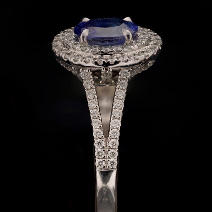 Sapphire and Diamonds Double Halo Ring - Image 3