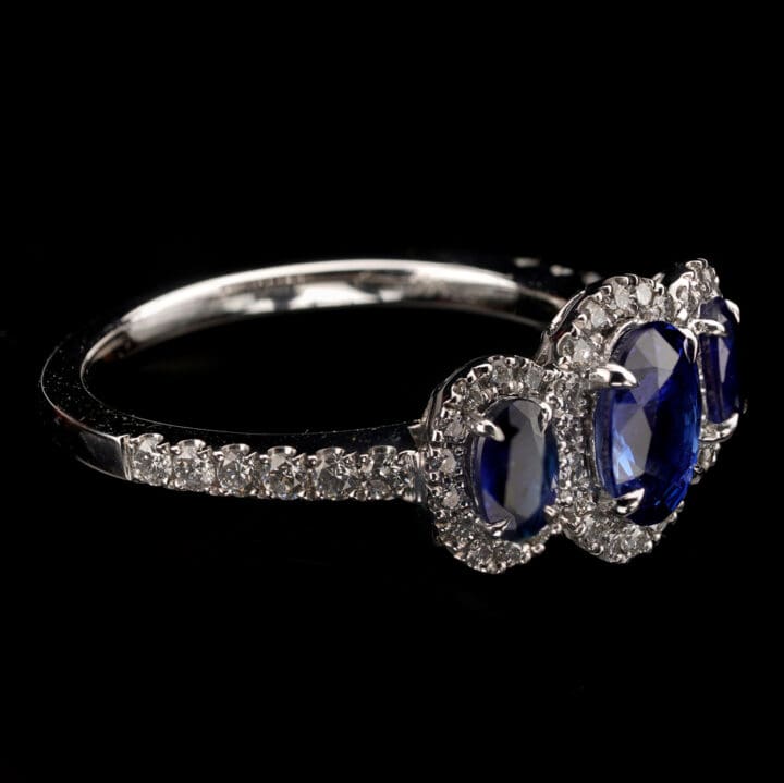 Triple Sapphire and Diamonds Ring - Image 2