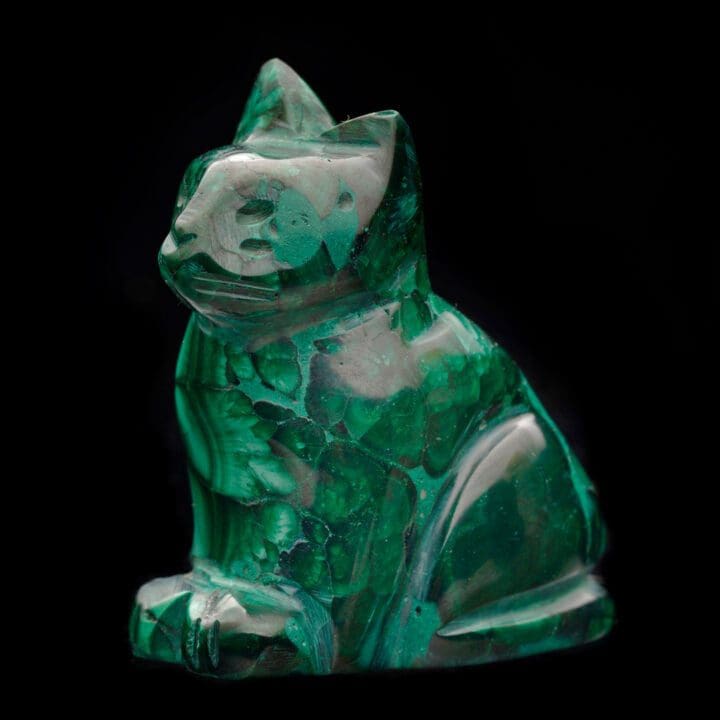 Hand-Carved Malachite Cat // 81.34 Grams