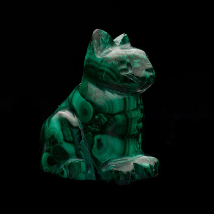 Hand-Carved Malachite Cat // 81.34 Grams - Image 2