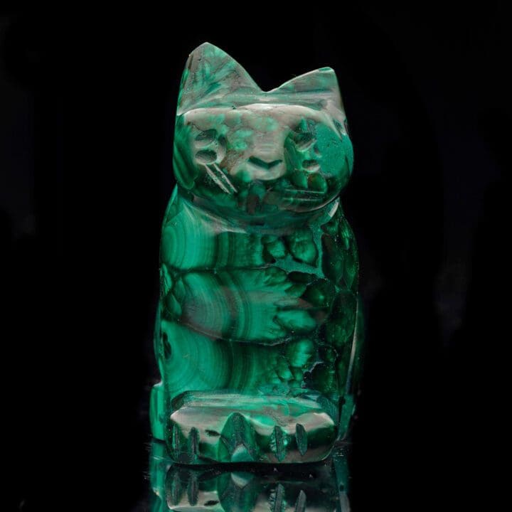 Hand-Carved Malachite Cat // 81.34 Grams - Image 3