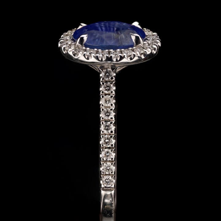 Sapphire and Diamonds Single Halo Ring
