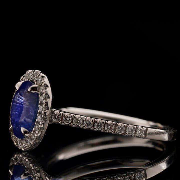 Sapphire and Diamonds Single Halo Ring - Image 3