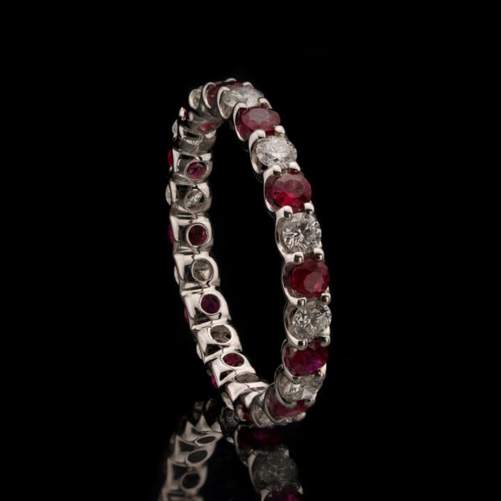 Alternating Rubies and Diamonds Eternity Band - Image 3