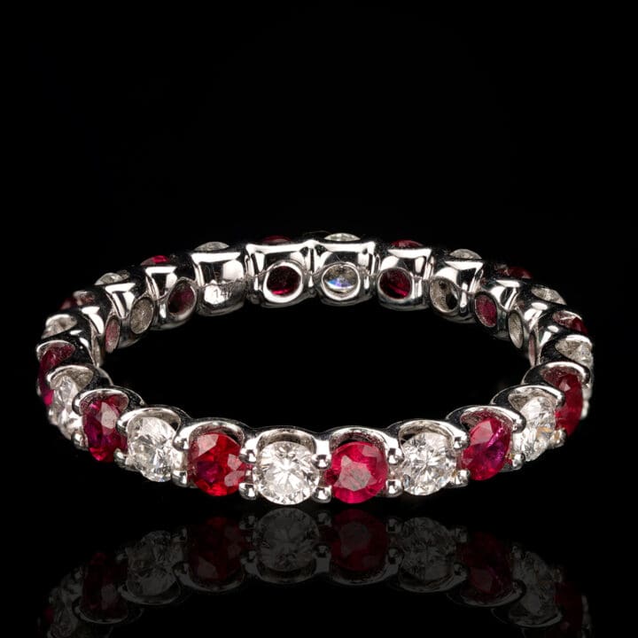 Alternating Rubies and Diamonds Eternity Band - Image 5