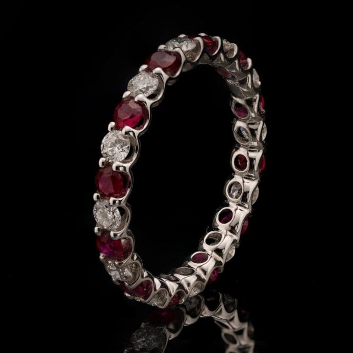 Alternating Rubies and Diamonds Eternity Band