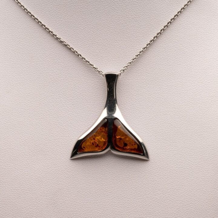 Amber Dolphin Tail Pendant