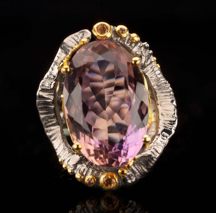Amethyst and Yellow Sapphire Ring // Size 8