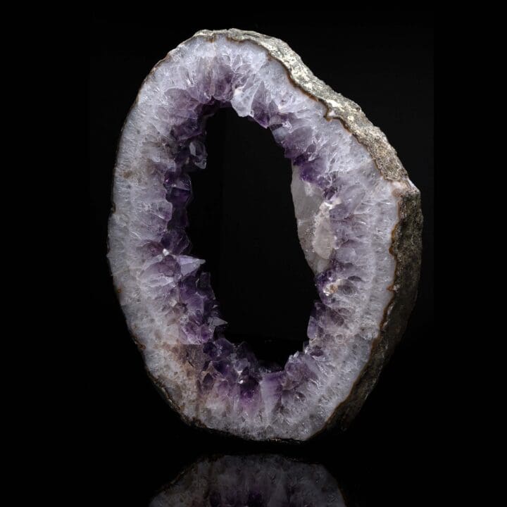 Amethyst Geode Slice with Calcite Formation - Image 3