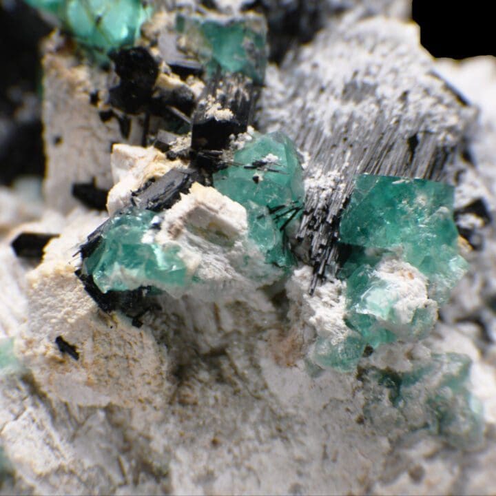 Fluorite, Black Tourmaline and Hyalite Opal on Feldspar - Image 2