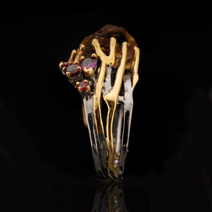 Rough Citrine, Rhodolite, and Garnet Ring - Image 5