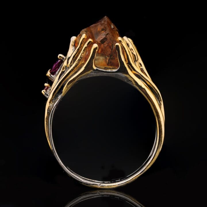 Rough Citrine, Rhodolite, and Garnet Ring - Image 4