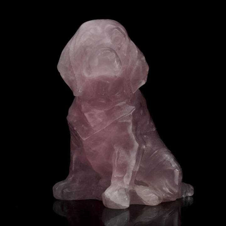 Brazilian Rose Quartz Dog Carving - 552g
