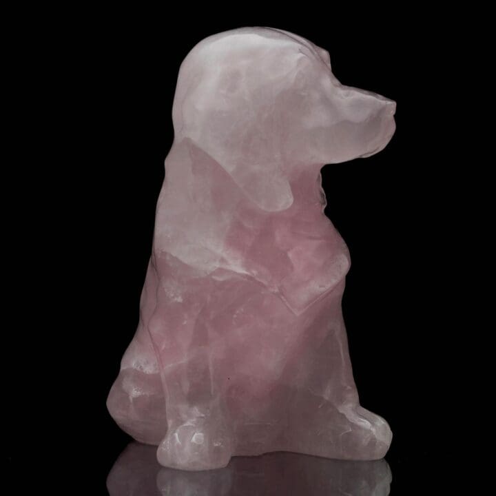 Brazilian Rose Quartz Dog Carving - 552g - Image 2
