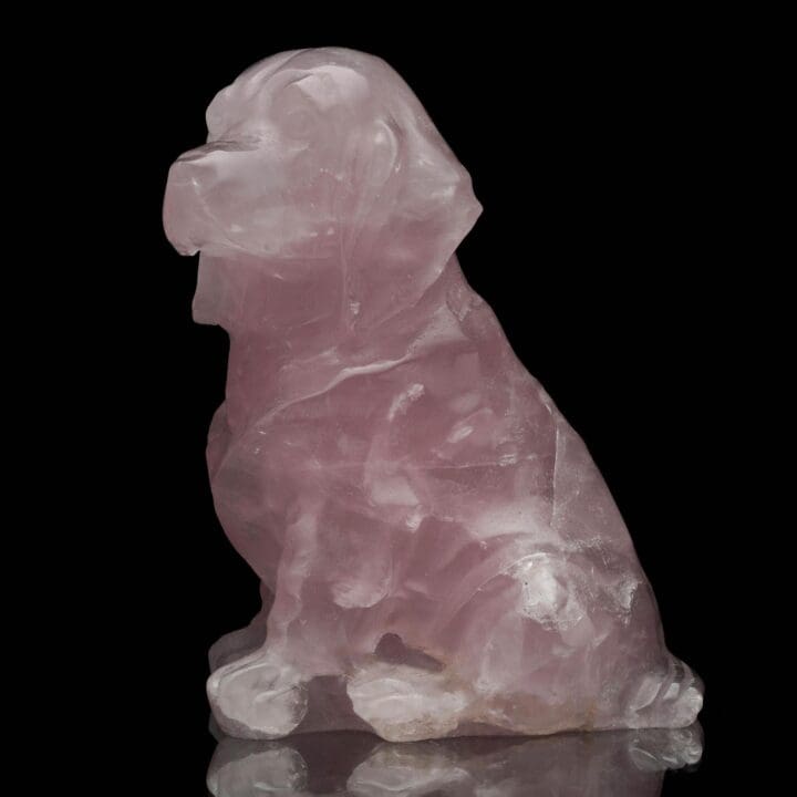 Brazilian Rose Quartz Dog Carving - 552g - Image 3