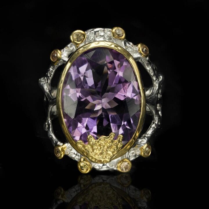 Amethyst Ring with Yellow Sapphire