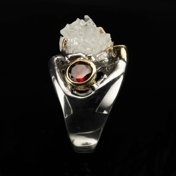 Apophyllite Crystal, Rhodolite, and Garnet Ring - Size 7 - Image 4