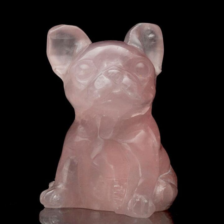 Brazilian Rose Quartz Dog Carving - 632g