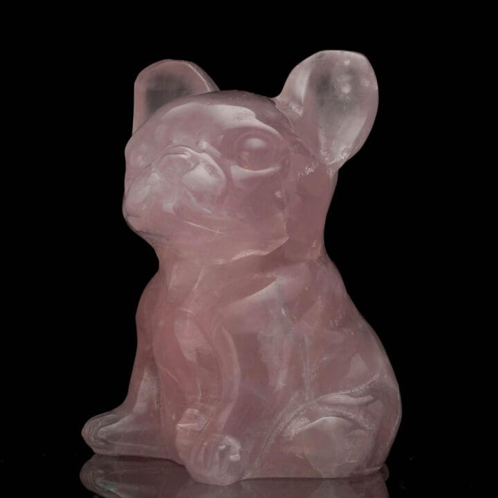 Brazilian Rose Quartz Dog Carving - 632g - Image 2