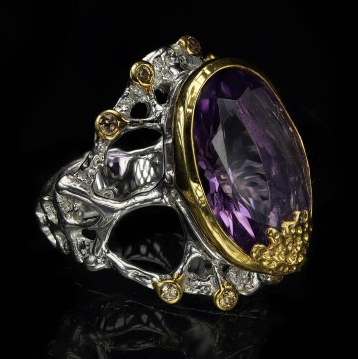 Amethyst Ring with Yellow Sapphire - Image 2