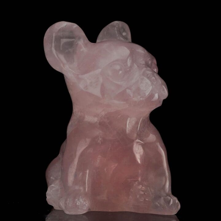 Brazilian Rose Quartz Dog Carving - 632g - Image 3