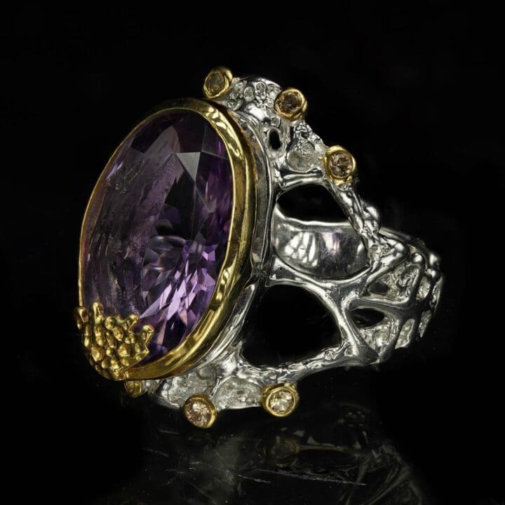 Amethyst Ring with Yellow Sapphire - Image 3