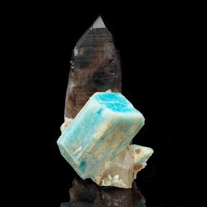 Smoky Quartz on Amazonite with Albite – 273g - Image 3
