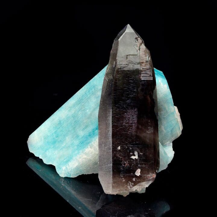 Smoky Quartz on Amazonite with Albite – 77g - Image 2