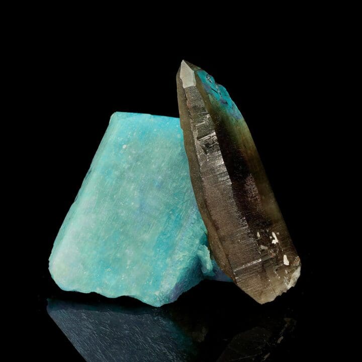 Smoky Quartz on Amazonite with Albite – 77g - Image 3