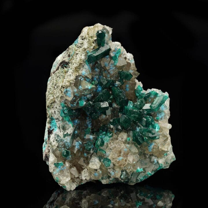 Dioptase With Plancheite on Calcite III - Image 3
