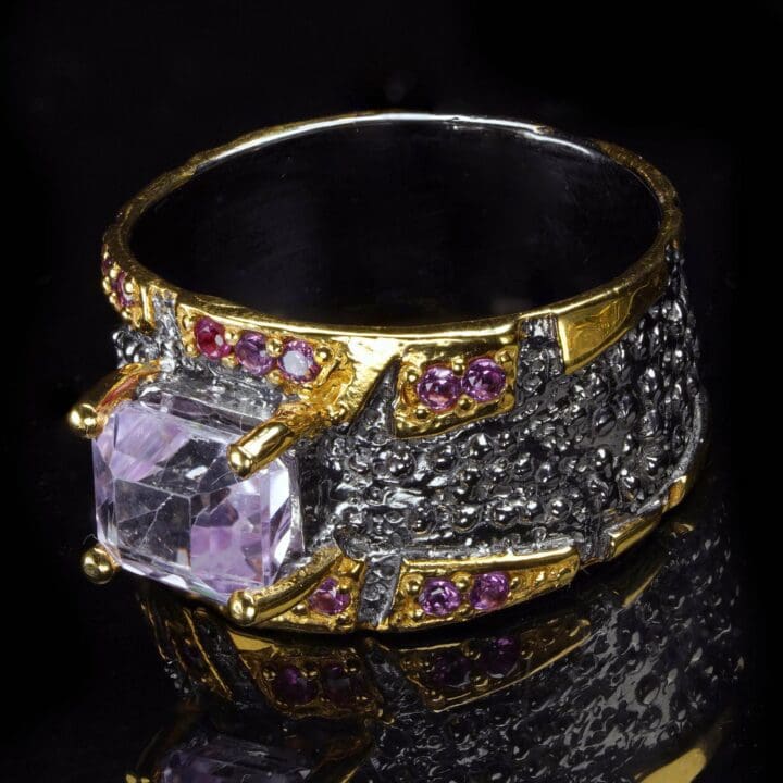 Kunzite and Rhodolite Ring - Image 3