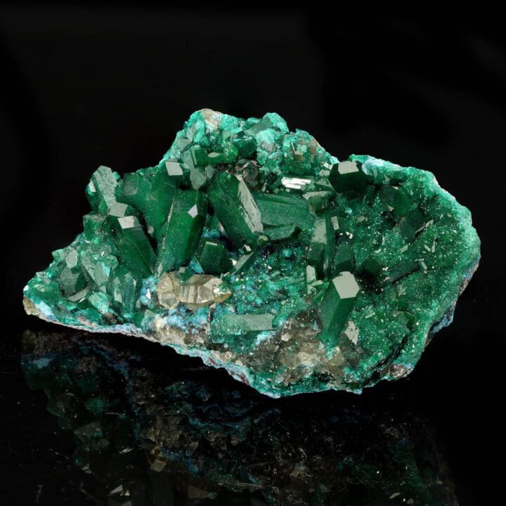 Dioptase With Plancheite on Calcite I - Image 2