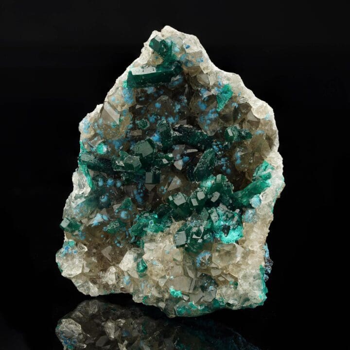 Dioptase With Plancheite on Calcite III - Image 2